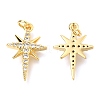 Brass Micro Pave Clear Cubic Zirconia Pendants X-ZIRC-O036-38G-2