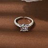 Brass Micro Pave Cubic Zirconia Cuff Open Rings for Women RJEW-B160-04P-1