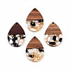 Transparent Resin & Walnut Wood Pendants RESI-N025-028-A01-2