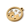 12 Constellations 304 Stainless Steel & Natural Shell & Rhinestone Pendants SA-CBAA9A2-06G-09-2