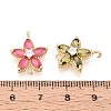 Brass Pave Cubic Zirconia Flower Connector Charms KK-T078-27G-3