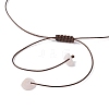 Raw Rough Natural Stone Nuggets Pendant with Handmade Lampwork Flower Adjustable Waxed Polyester Cord Necklaces for Women NJEW-TA00210-02-5