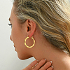 Stainless Steel Classic Elegant Irregular Texture Large Ring Hoop Earrings BQ0961-2-6