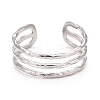 Non-Tarnish 304 Stainless Steel Triple Line Open Cuff Ring for Women RJEW-C025-12P-3