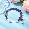 8mm Round Frosted Natural Amethyst & Shell Pearl Beaded Stretch Bracelets BJEW-JB10429-2