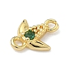 Brass Pave Cubic Zirconia Fish Connector Charms KK-G548-17G-3