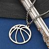 201 Stainless Steel Laser Cut Basketball Pendant Box Chain Necklaces for Women Men NJEW-Q004-04P-1