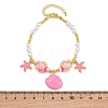 Ocean Brass Enamel Starfish Shell Shape Charm Bracelets for Women KK-CBA68DA-16G-04-5