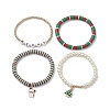 4Pcs 4 Style Polymer Clay Stretch Bracelets Set X1-BJEW-TA00496-4