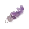 3Pcs Natural Rose Quartz & Amethyst & Lapis Lazuli Chip Beaded Constellation Pendants PALLOY-JF03043-07-5