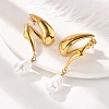 304 Stainless Steel Shell Pearl Stud Earrings for Women EJEW-U051-07G-2