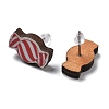 Wood Stud Earrings EJEW-XCP0001-14-3