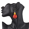 Brass Pumpkin Dangle Earrings EJEW-TA00693-3