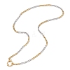 Two Tone 4MM 304 Stainless Steel Cuban Link Chain Necklaces with Spring Ring Clasps NJEW-JN05707-4