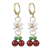 Natural Carnelian Beads & Glass Seed Dangle Hoop Earrings EJEW-MZ00309-02-2