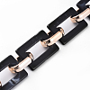 Imitation Gemstone Style Acrylic Handmade Rectangle Link Chains AJEW-JB00518-02-3