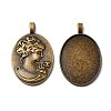 Tibetan Style Alloy Pendant Cabochon Settings LS-TIBEP-5342-AB-FF-1