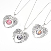 Zinc Tibetan Style Alloy Angel Wing Heart Pendant Necklaces NJEW-G328-B04-1