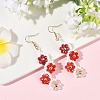 Flower Glass Seed Beaded Dangle Earrings EJEW-MZ00775-3