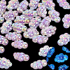 35Pcs UV Plating Rainbow Iridescent Acrylic Beads PACR-PA0001-23B-1