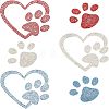 Fingerinspire Heart & Pawprint Glitter Hotfix Rhinestone DIY-FG0002-29-1