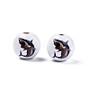 Animal Theme Printed Wooden Beads WOOD-D006-01-2