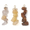 Gradient Color Natural Citrine & Natural Tiger Eye & Natural Gold Rutilated Quartz Chip Beaded Pendants PALLOY-JF02795-08-1