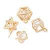  Jewelry 16Pcs 4 Style Brass Clear Cubic Zirconia Charms ZIRC-PJ0001-08-9