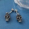 Skull 316 Surgical Stainless Steel Dangle Belly Button Rings EJEW-G416-02AS-2