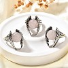 Natural Rose Quartz Wings Adjustable Rings RJEW-K241-04AS-13-1