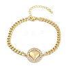Brass Micro Pave Clear Cubic Zirconia Link Bracelets LS-BJEW-M050-03G-02-4