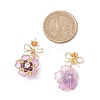 Flower Handmade Glass Seed Beads Dangle Stud Earrings EJEW-MZ00471-01-4