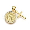 Rack Plating Brass Micro Pave Cubic Zirconia Pendants X-KK-K401-74G-1