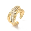 Cubic Zirconia Criss Cross Open Cuff Ring RJEW-A015-02G-3