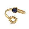304 Stainless Steel with Natural Lapis Lazuli Ring RJEW-Z031-01A-01-2