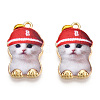Printed Light Gold Tone Alloy Pendants LS-ENAM-N056-208F-2