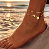 Brass Sideways Cross Link Anklets with Flat Round Initial Charms FS-WG12DAA-05-2