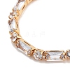 Brass Pave Clear Cubic Zirconia Rectangle & Flat Round Slider Bracelets BJEW-YWC0002-01G-2