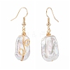 Wire Wrapped Natural Baroque Pearl Keshi Pearl Dangle Earrings EJEW-JE04506-01-2