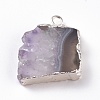 Natural Dyed Amethyst Slice Pendants G-I251-10S-3