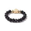 Glass & Brass Beaded Stretch Rings for Women RJEW-JR00858-01-4