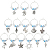 Sea Animals Alloy Wine Glass Charms AJEW-SC0002-16-1
