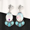 Alloy Synthetic Turquoise Dangle Stud Earrings EJEW-U053-04B-AS-1
