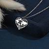 201 Stainless Steel Heart with Map Pendant Necklaces for Women FS-WGB4230-02-2