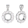 2Pcs 925 Sterling Silver Micro Pave Clear Cubic Zirconia Pendant Settings STER-PH0005-06-1