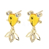 Brass Micro Pave Cubic Zirconia Fish Dangle Stud Earrings EJEW-K320-01G-21-1