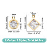 Unicraftale 16Pcs 4 Style 304 Stainless Steel Rhinestone Charms STAS-UN0055-94-2