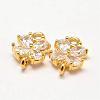 Flower Brass Micro Pave Cubic Zirconia Links ZIRC-L053-08G-1