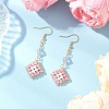 304 Stainless Steel Handmade Glass Seed Beads Rhombus Dangle Earrings EJEW-MZ00517-01-1