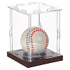 Rectangle Transparent Acrylic Baseball Display Cases with Pine Wood Base ODIS-WH0038-211-1